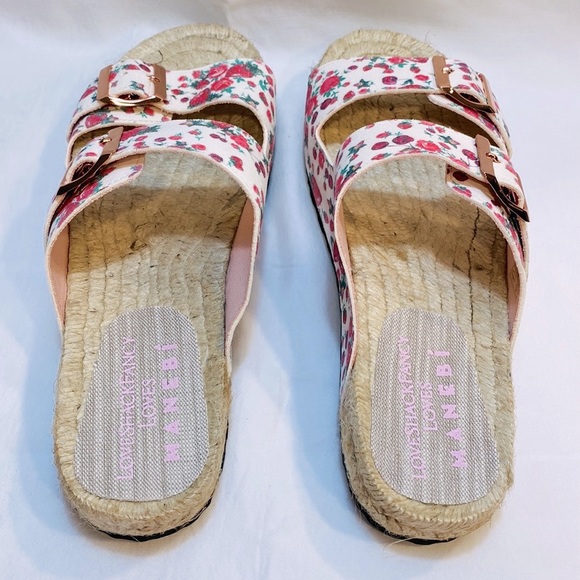 MANEBI x LOVESHACKFANCY Strawberry Floral Print Leather Espadrille Sandals - Picture 12 of 17